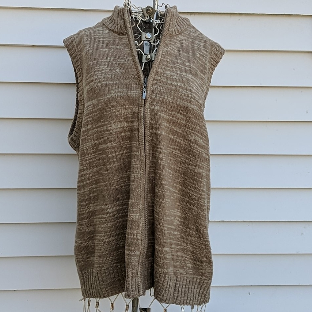 Blair tan acrylic zip up sweater vest